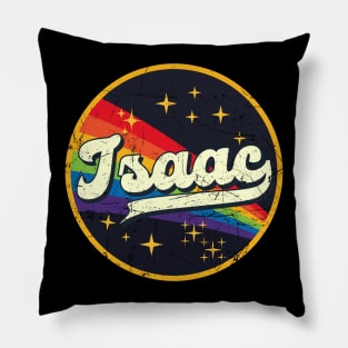 Isaac // Rainbow In Space Vintage Grunge-Style Pillow