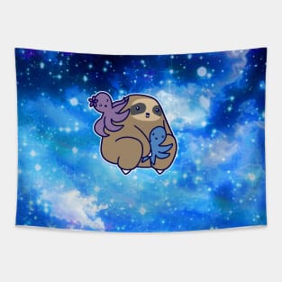 Sloth and Octopi Night Sky Tapestry