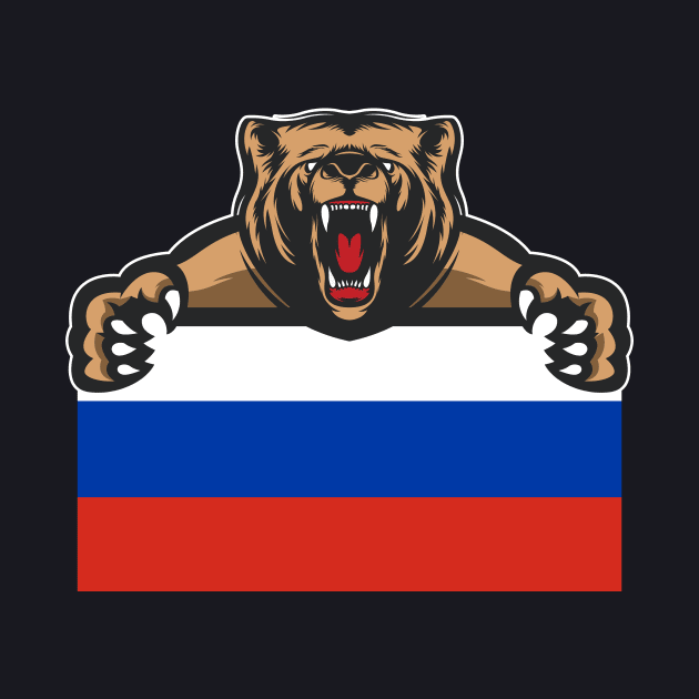 Russia Bear Flag Gift by Foxxy Merch