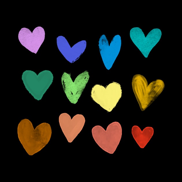 Watercolor Colorful Hearts by ninoladesign