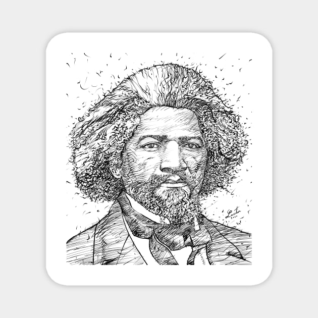 FREDERICK DOUGLASS ink portrait Magnet by lautir