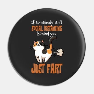 If Somebody Isn't Social Distancing Behind You, Just Fart Funny Cat Pin