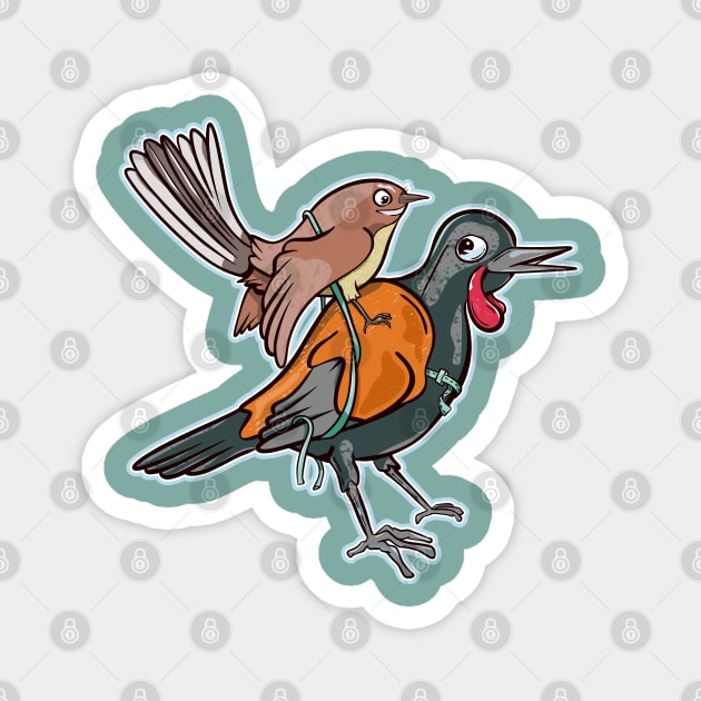 Fantail and saddleback NZ birds Magnet by mailboxdisco