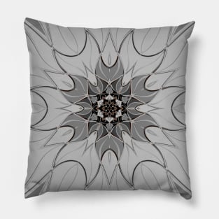 Cartoon Mandala Flower Grey Pillow