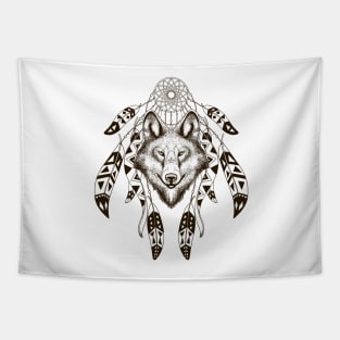 Dreamcatcher Wolf Tapestry