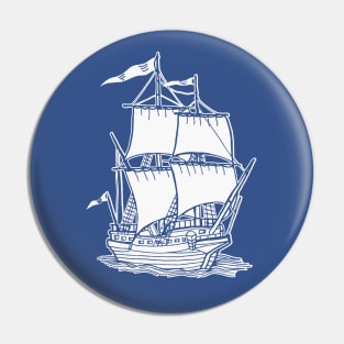 White Sailing Ship Pin