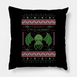 Merry Cthulhumas! Ugly Sweater Christmas Cthulhu Pillow