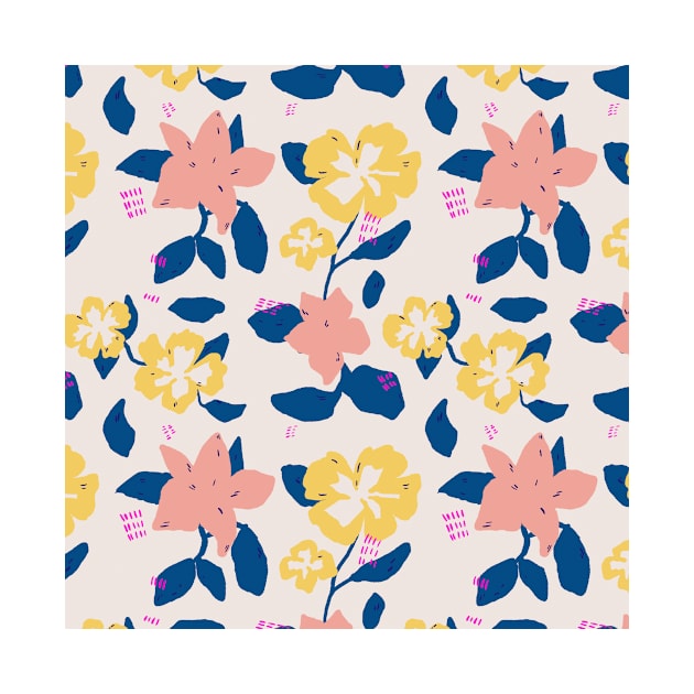 Pink Flowers Pattern by Nievazul