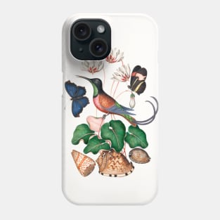 Crimson topaz hummingbird, Cyclamen, Red Postman and shells Phone Case