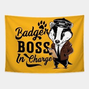 Badger Boss in a charge Tapestry