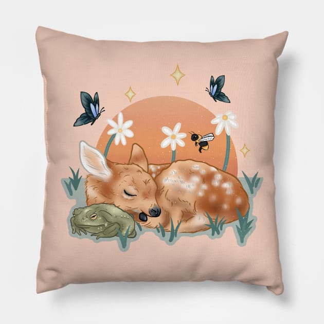 Foal & Toad Take a Nap Pillow by Luck and Lavender Studio