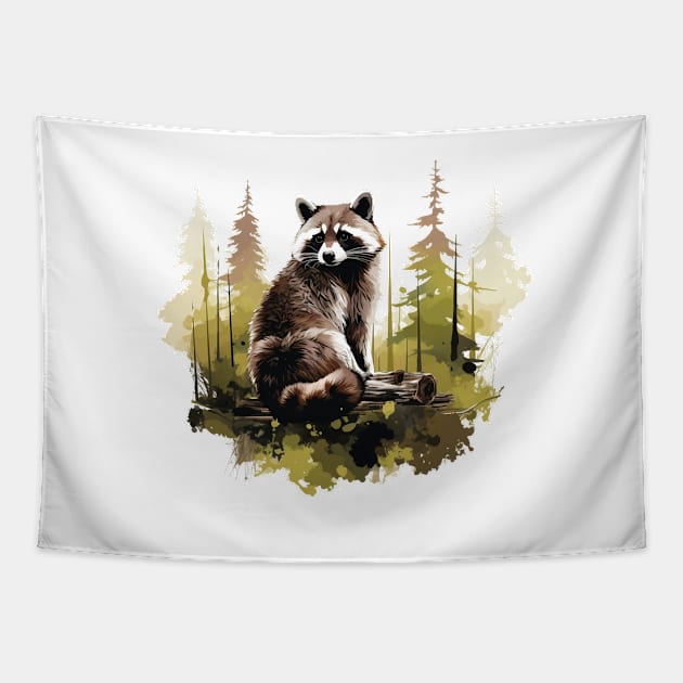 Raccoony Cuteness Tapestry by zooleisurelife