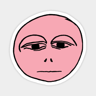 A pink, sad face. Magnet