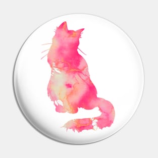 Pink Cat Watercolor Painting 2 Pin