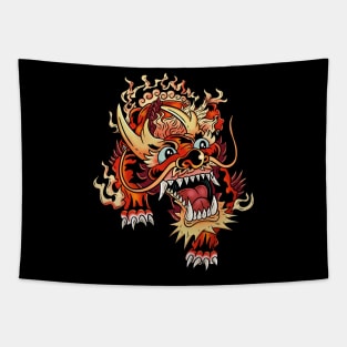 Blazing Beauty: Magic Asian Tiger Fire Design Tapestry