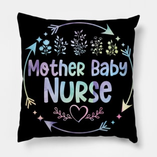 Mother Baby Nurse cute floral watercolor Pillow