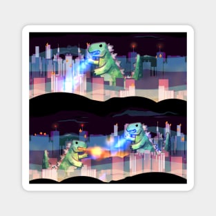 Kaiju lizard dinosaur fire-breathing t-rex mutant radioactive dragons on the rampage Magnet