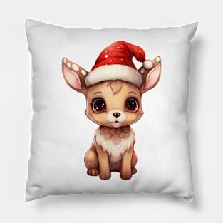 Wapiti in Santa Hat Pillow