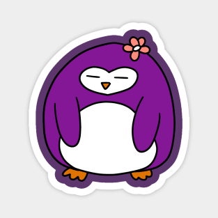 Purple Flower Penguin Magnet