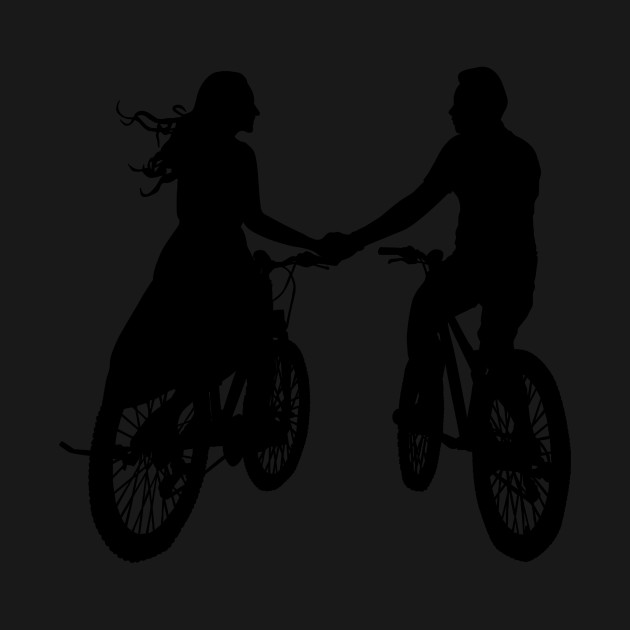 Disover Silhouette of couple riding bicycle - Couple - T-Shirt