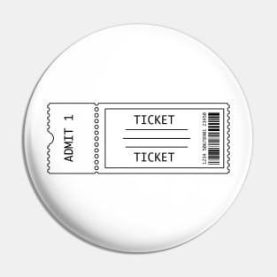 Movie Ticket Line Drawing Graphic Pin