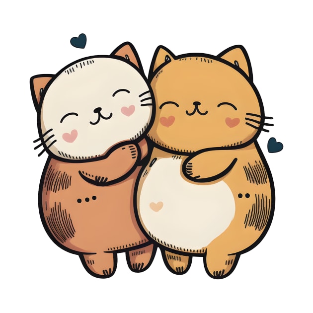 Valentines Day - Sweetheart Kittens Hugging by SergioCoelho_Arts