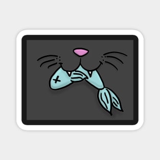 Cat Mouth With Fish (Black) Magnet