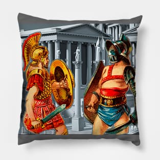 Rome City with Legionnaire and Gladiator at Coliseum Pillow