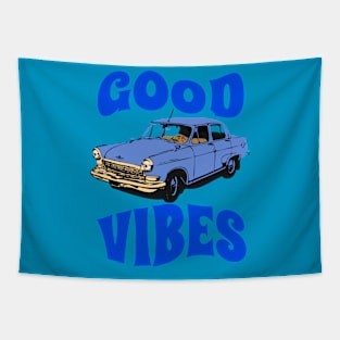 GOOD VIBES BLUE CAR Tapestry