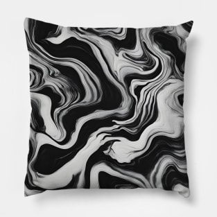 Black and white suminagashi marbled pattern Pillow