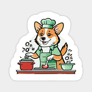 corgi cooking at home Magnet