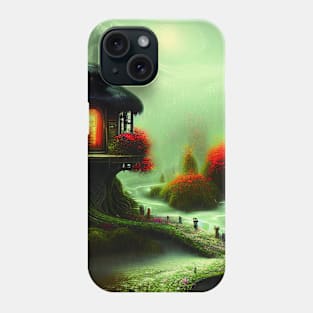 Sparkling Fantasy Cottage with Lights and Glitter Background in Forest, Scenery Nature Phone Case