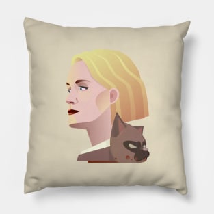 Girl with Zombie Cat Pillow