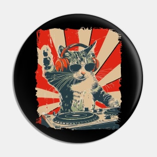 Cool DJ Cat, Funny Cat with Headphones, Stylish Cat Lovers, Unique DJ Cat Kitty Pin