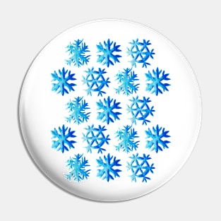 Blue Watercolor Snowflake Pattern Pin