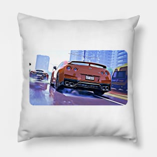 GTR 560S Race Cartoon Drawing Action Print Pillow