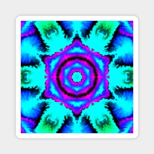 Psychedelic Mandala Flower Purple Blue and Green Magnet