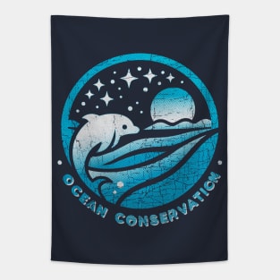 Ocean Conservation "Vintage Logo" Tapestry