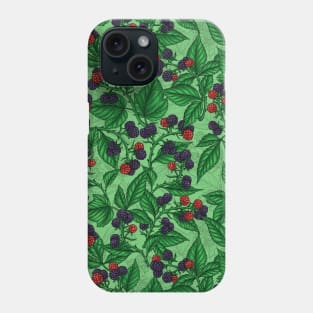 Blackberries on green Phone Case