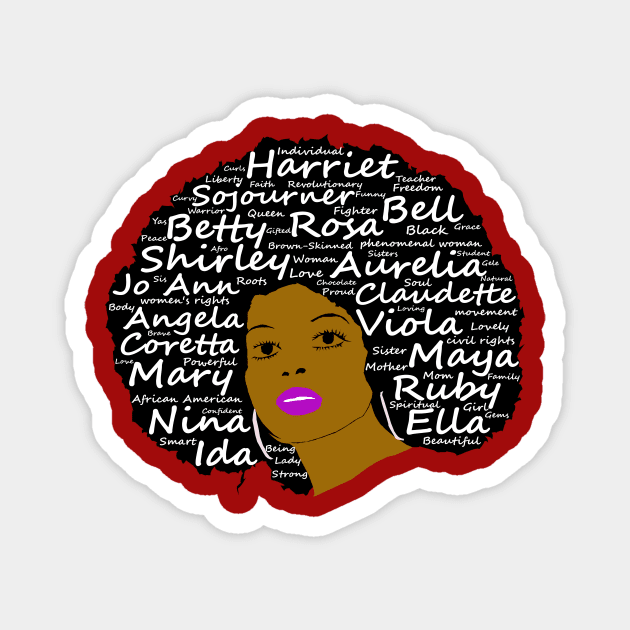 Black History Month Powerful Women in Natural Hair Afro Art Magnet by PoetandChef