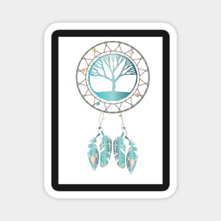 Tree of life dreamcatcher teal Magnet