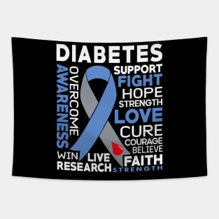 Fight Hope Love Cure Diabetes Awareness Riboon Tapestry