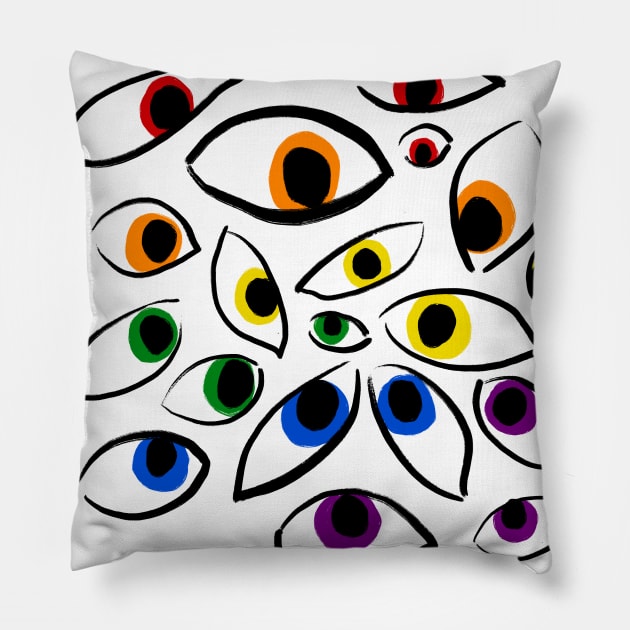 Rainbow eyes Pillow by AlexTal