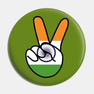 India Flag V Sign Pin