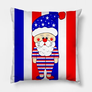 PATRIOTIC  Santa For The Fourth Of July Pillow