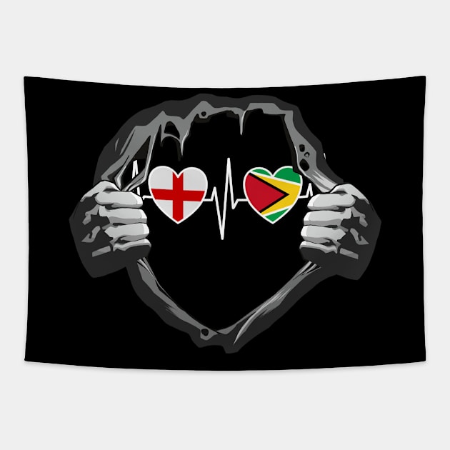 England And Guyana Guyanese Flag Flags Tapestry by Anfrato