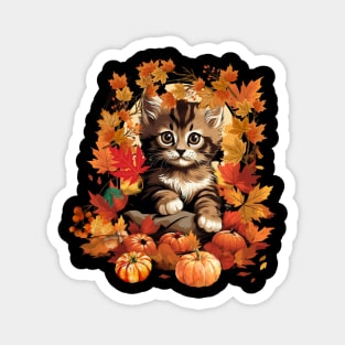Cute Cat Autumn Fall Season Lover Magnet