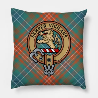 Clan Wilson Crest over Ancient Tartan Pillow