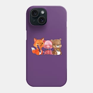 Fox Pig Bear Cute Painting Phone Case