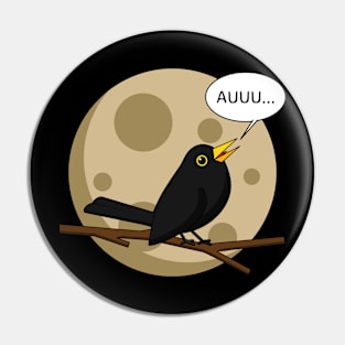 The Werebird - Blackbird Howling at the Moon Comic Pin